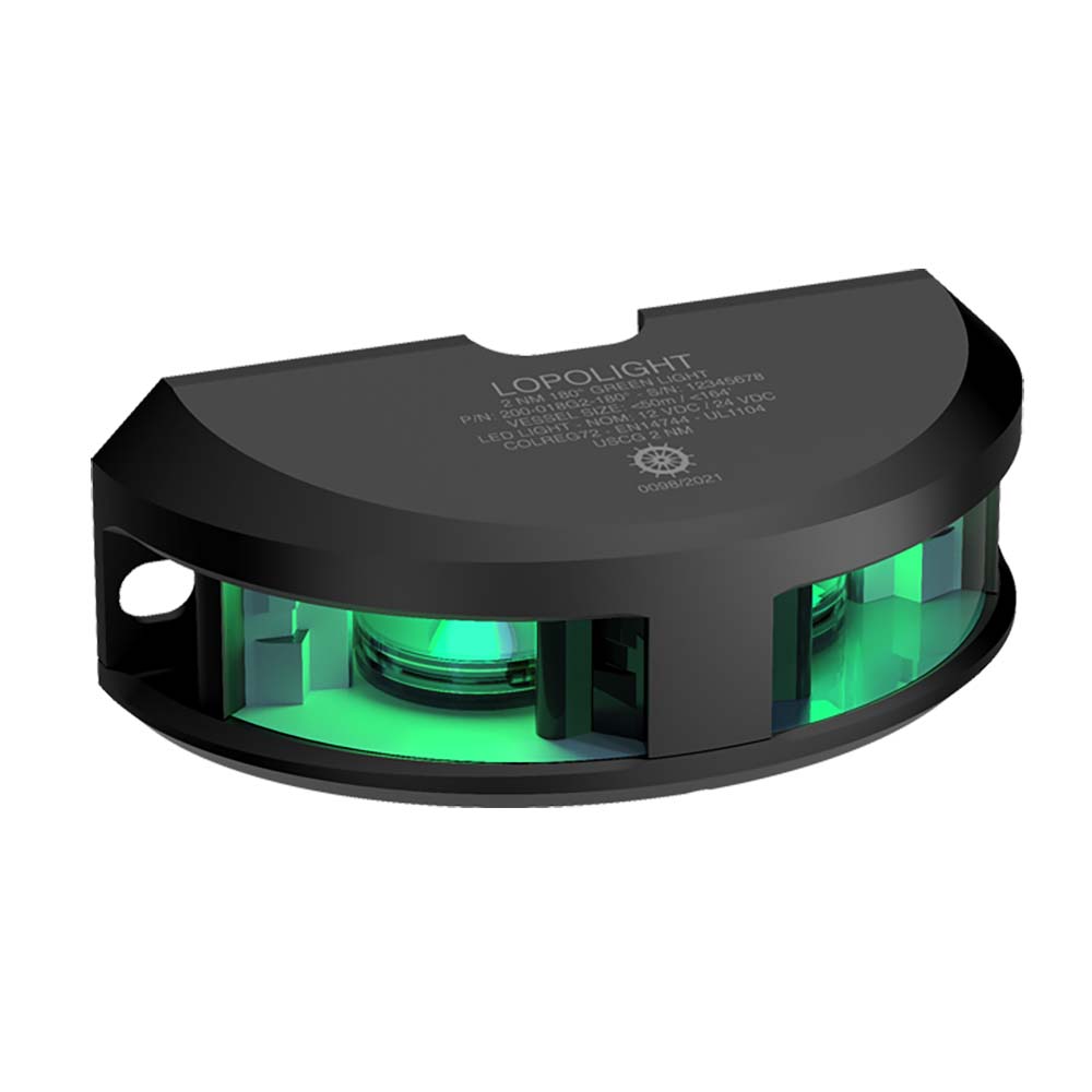 Lopolight Series 200-018 - Navigation Light - 2NM - Vertical Mount - Green - Black Housing — marine navigation lights
