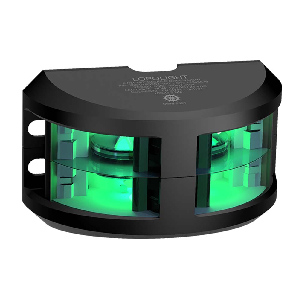 Lopolight Series 200-018 - Double Stacked Navigation Light - 2NM - Vertical Mount - Green - Black Housing — marine navigation lights
