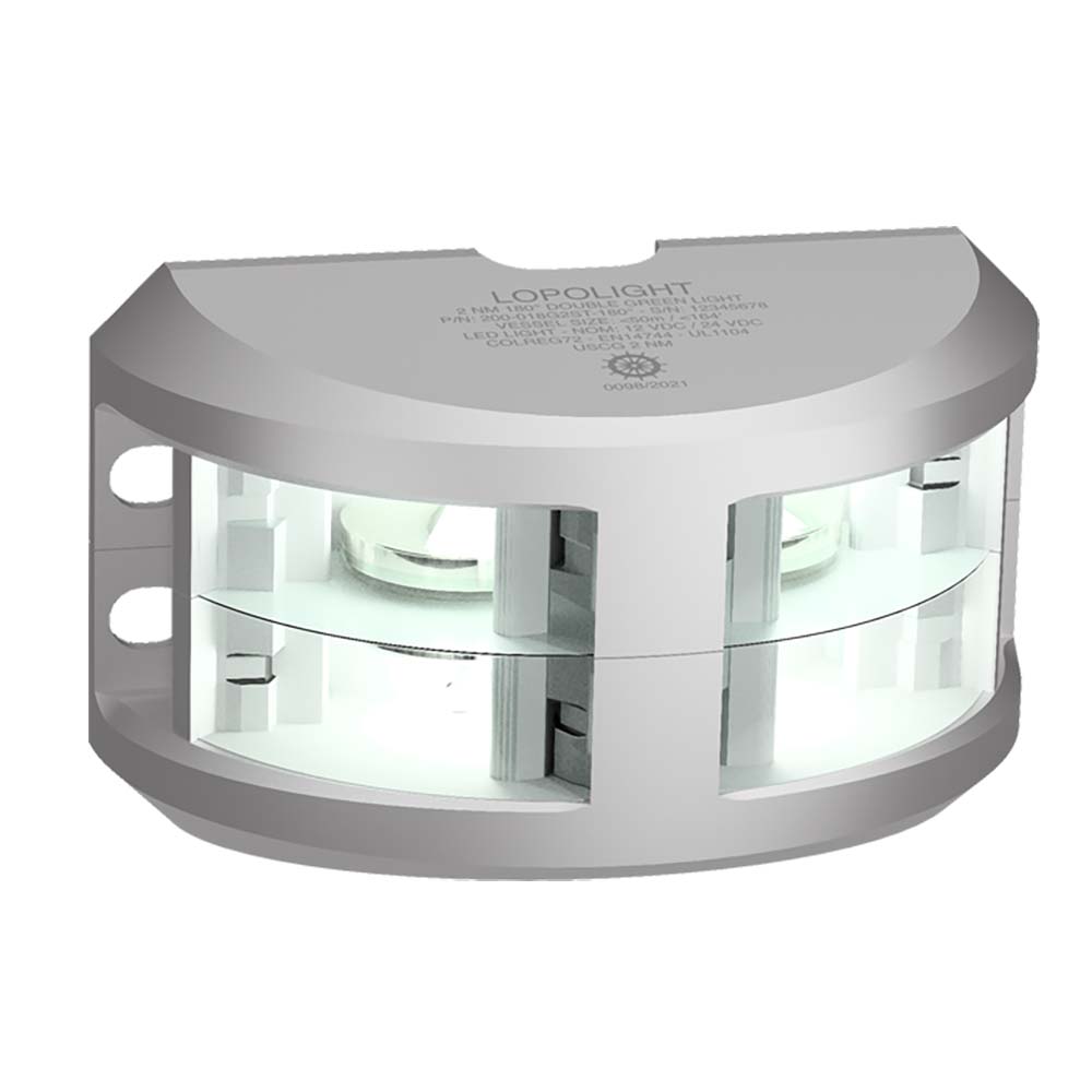 Lopolight Series 200-024 - Double Stacked Navigation Light - 2NM - Vertical Mount - White - Silver Housing — marine navigation lights