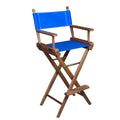 Whitecap Captain's Chair w/Blue Seat Covers - Teak — marine teak