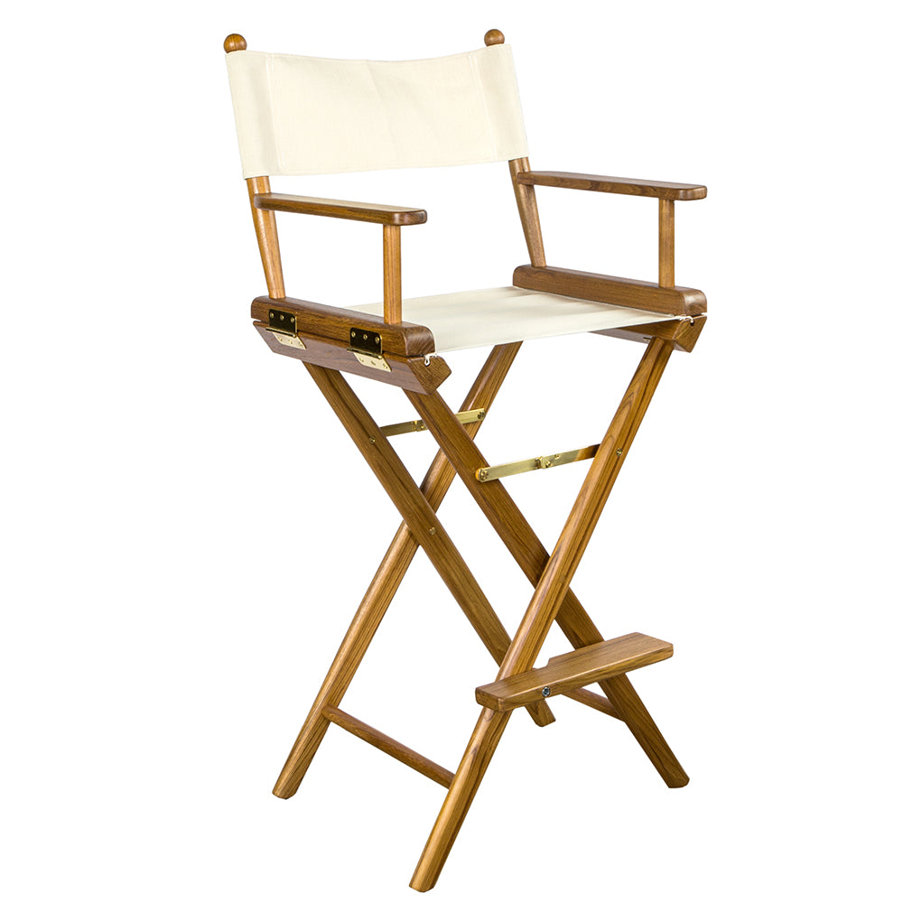 Whitecap Captain's Chair w/Natural Seat Covers - Teak — marine teak