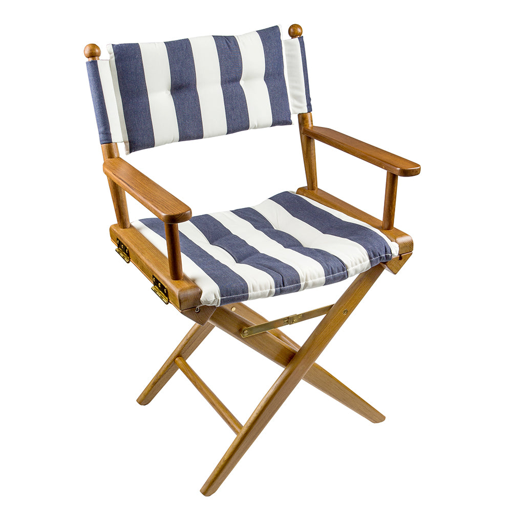 Whitecap Director's Chair w/Navy & White Cushion - Teak — marine teak