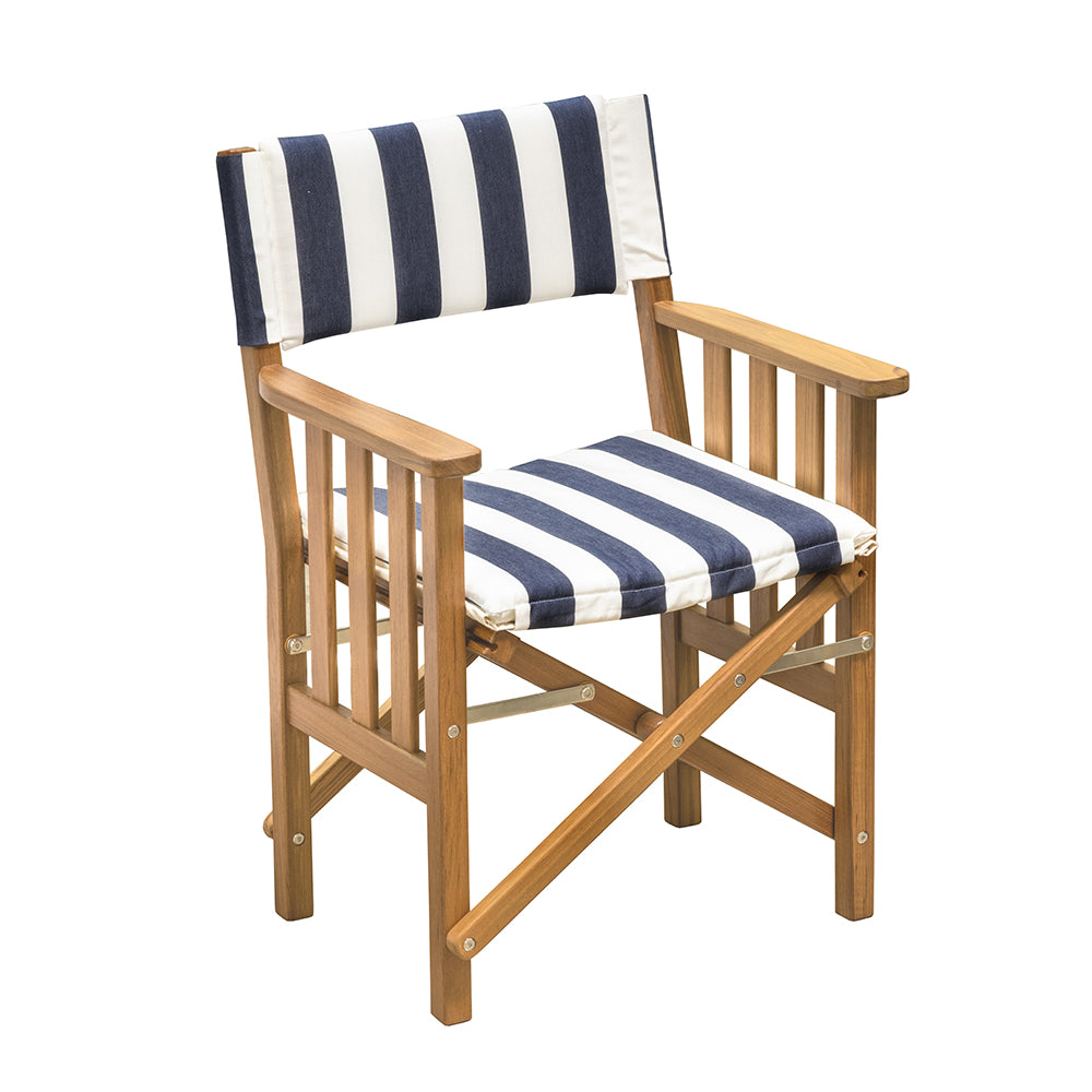 Whitecap Director's Chair II w/Navy & White Cushion - Teak — marine teak