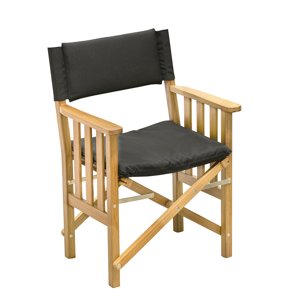 Whitecap Director's Chair II w/Black Cushion - Teak — marine teak