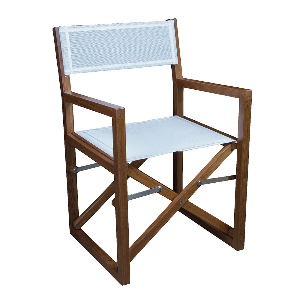 Whitecap Director's Chair w/White Batyline Fabric - Teak — marine teak