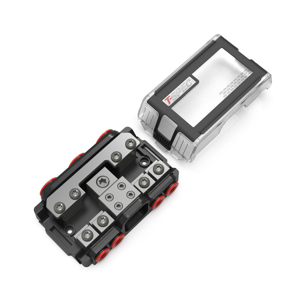 T-Spec VPNB4 MANL 4 Position All-In-One Distribution Block w/Cover — marine busbars