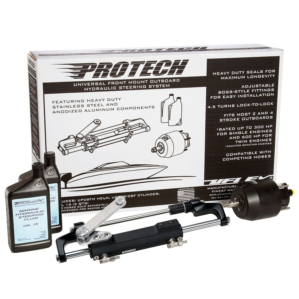 Uflex USA Uflex PROTECH 1.1 Front Mount OB Hydraulic System - Includes UP28 FM Helm, Oil & UC128-TS/1 Cylinder - No Hoses — marine steering systems