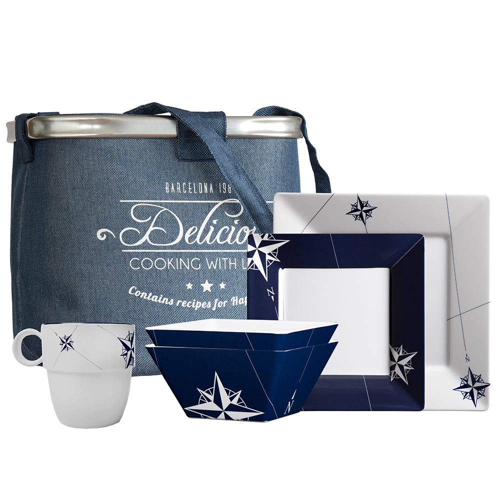Marine Business Melamine Square Tableware & Basket - NORTHWIND - Set of 24 — marine deck / galley