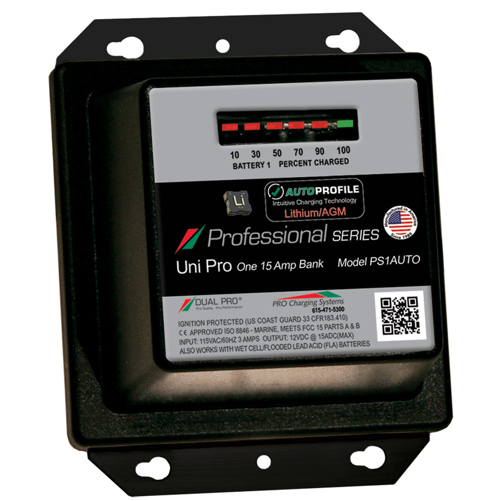 Dual Pro PS1 Auto 15A - 1-Bank Lithium/AGM Battery Charger — marine battery chargers