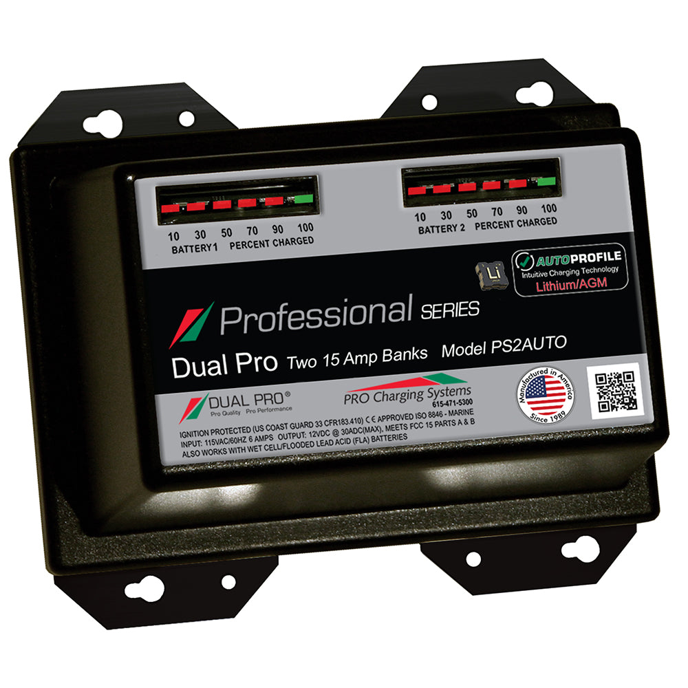 Dual Pro PS2 Auto 15A - 2-Bank Lithium/AGM Battery Charger — marine battery chargers