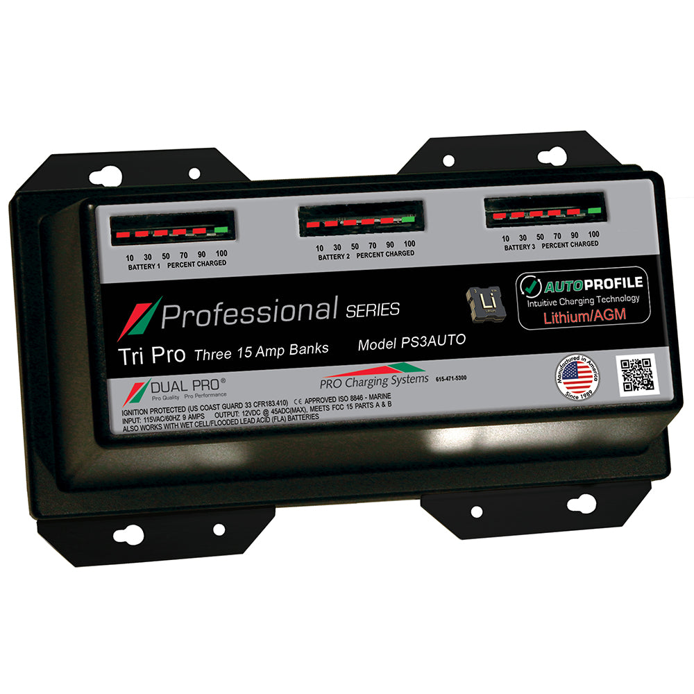Dual Pro PS3 Auto 15A - 3-Bank Lithium/AGM Battery Charger — marine battery chargers