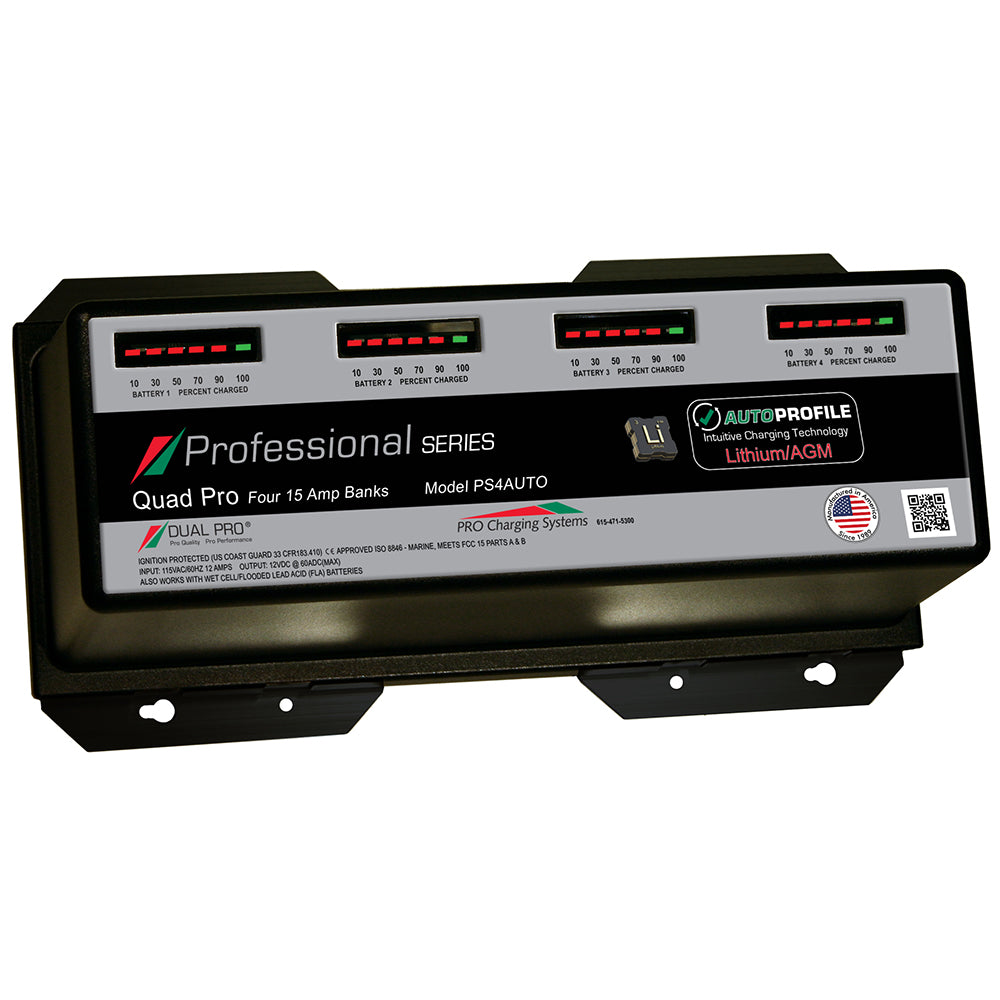 Dual Pro PS4 Auto 15A - 4-Bank Lithium/AGM Battery Charger — marine battery chargers