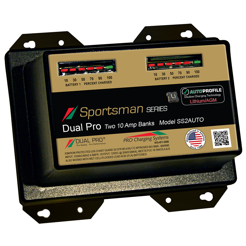 Dual Pro SS2 Auto 20A - 2-Bank Lithium/AGM Battery Charger — marine battery chargers