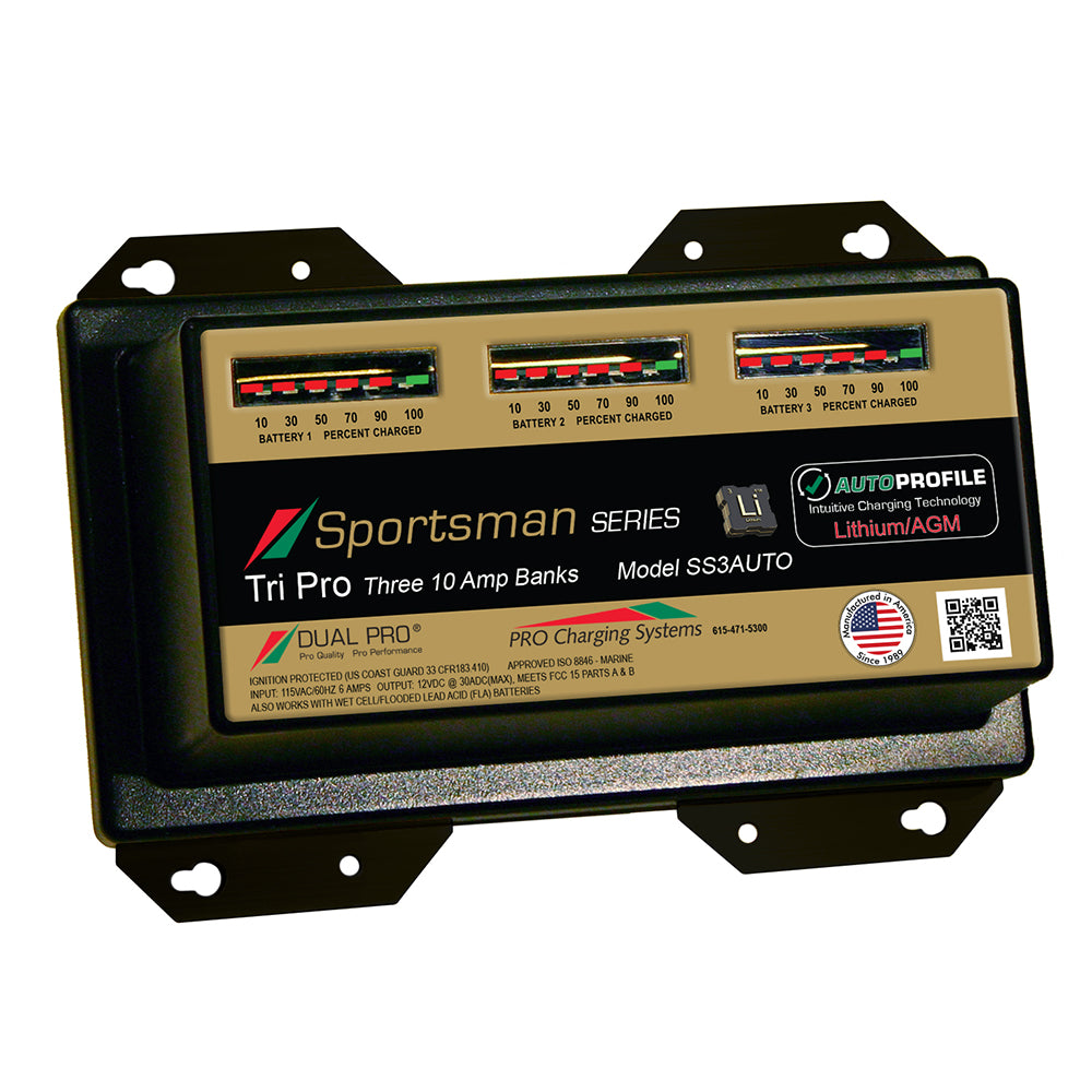 Dual Pro SS3 Auto 30A - 3-Bank Lithium/AGM Battery Charger — marine battery chargers