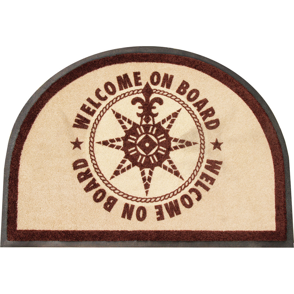 Marine Business Non-Slip WELCOME ON BOARD Half-Moon-Shaped Mat - Brown — marine deck / galley