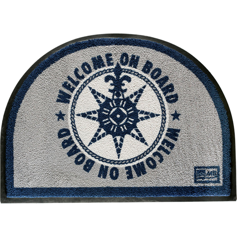 Marine Business Non-Slip WELCOME ON BOARD Half-Moon-Shaped Mat - Blue/Grey — marine deck / galley