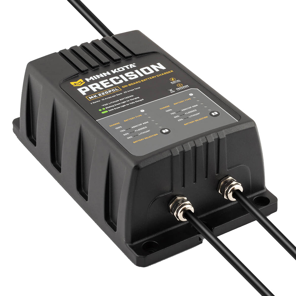 Minn Kota On-Board Precision Charger MK-220 PCL 2 Bank x 10 AMP LI Optimized Charger — marine battery chargers