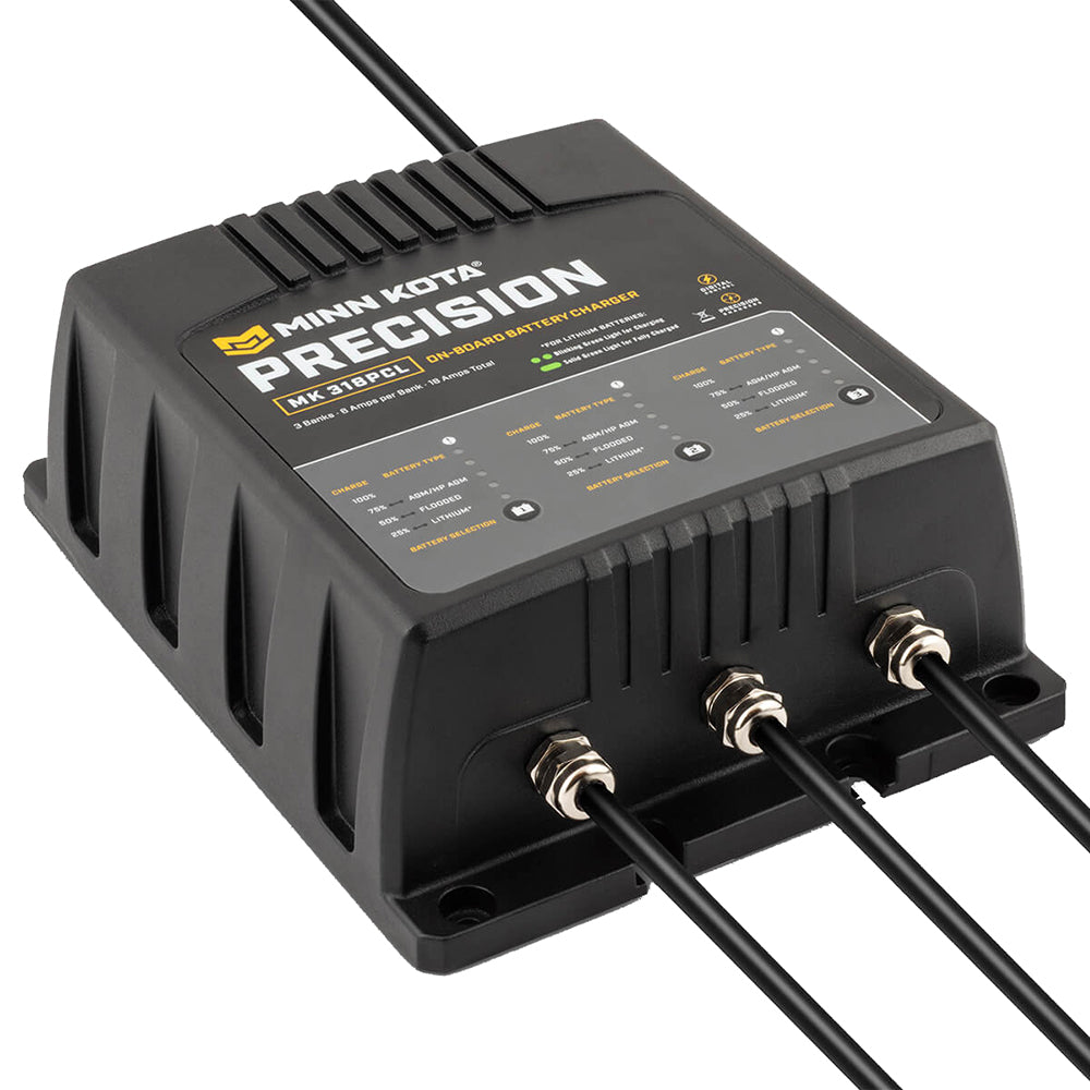 Minn Kota On-Board Precision Charger MK-318 PCL 3 Bank x 6 AMP LI Optimized Charger — marine battery chargers
