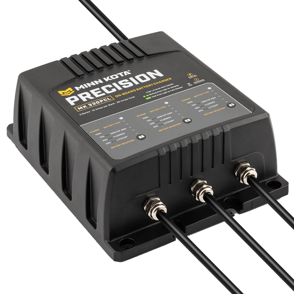 Minn Kota On-Board Precision Charger MK-330 PCL 3 Bank x 10 AMP LI Optimized Charger — marine battery chargers