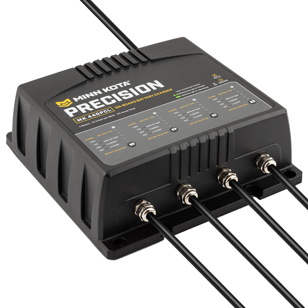 Minn Kota On-Board Precision Charger MK-440 PCL 4 Bank x 10 AMP LI Optimized Charger — marine battery chargers