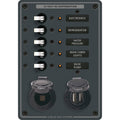 Blue Sea Systems Blue Sea 8120 - 5 Position 12V Panel w/Dual USB & 12V Socket — marine electrical panels