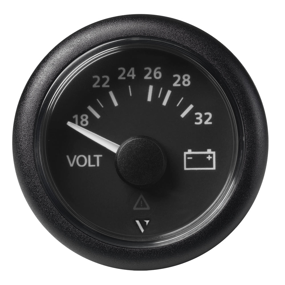 Veratron 52mm (2-1/16") Viewline Voltmeter 18-32V - Black Dial & Bezel — marine gauges