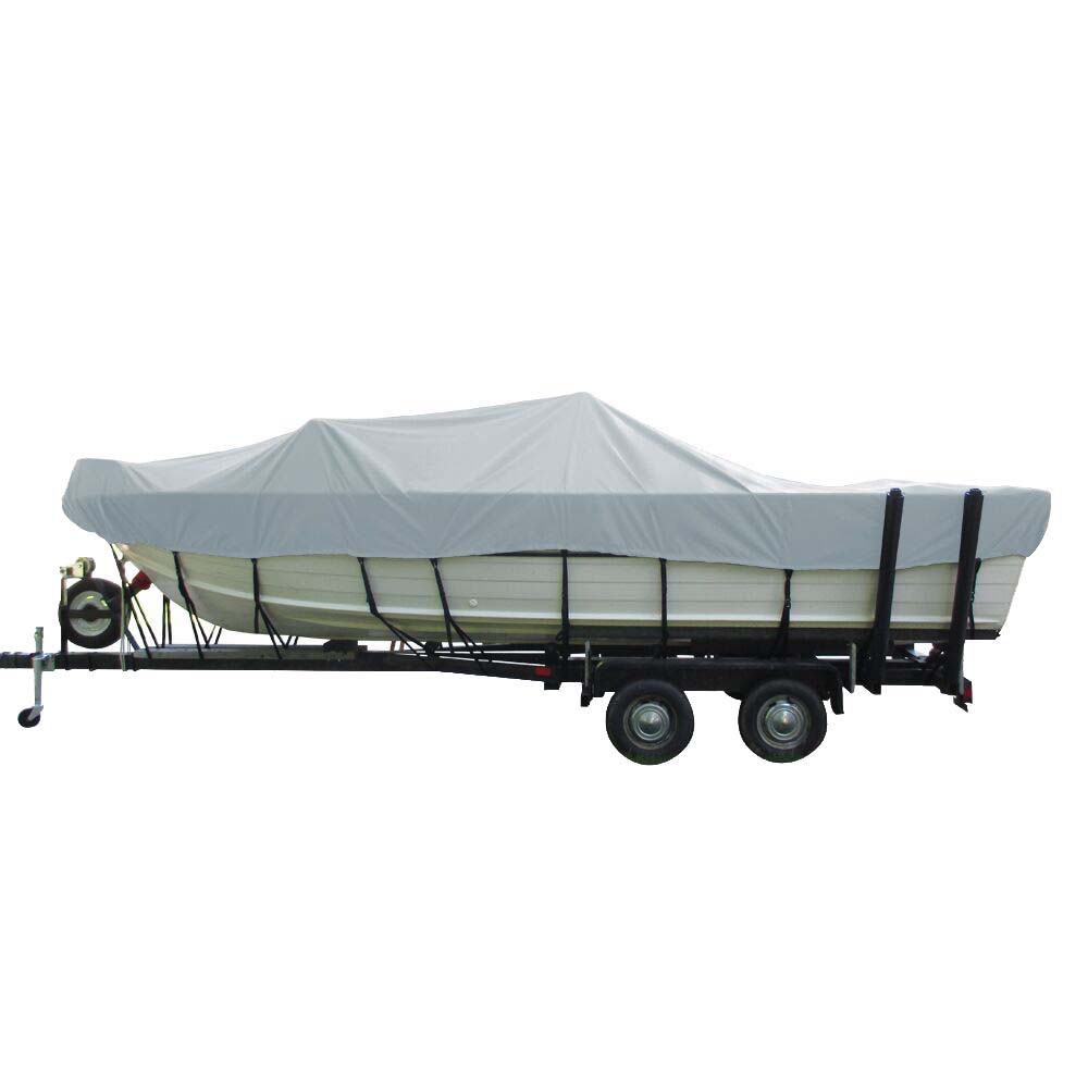 Carver by Covercraft Carver Poly-Flex II Wide Series Styled-to-Fit Boat Cover f/18.5' Aluminum V-Hull Sterndrive Boats with Walk-Thru Windshield - Grey — marine winter covers