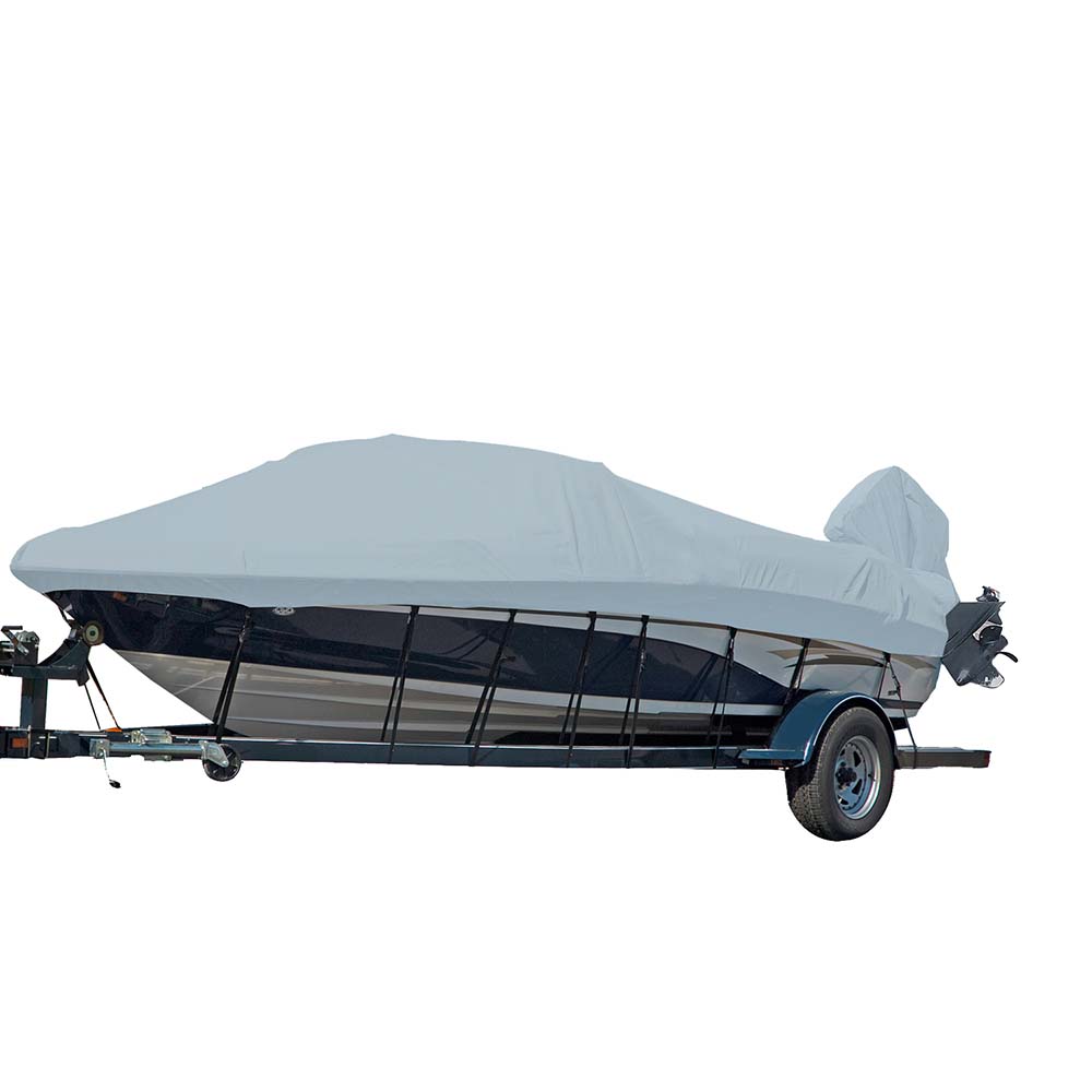 Carver by Covercraft Carver Sun-DURA® Styled-to-Fit Boat Cover f/15.5' V-Hull Runabout Boats w/Windshield & Hand/Bow Rails - Grey — marine winter covers
