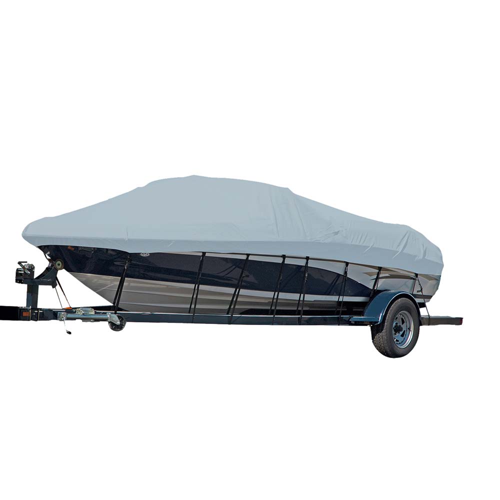 Carver by Covercraft Carver Sun-DURA® Styled-to-Fit Boat Cover f/21.5' Sterndrive V-Hull Runabout Boats (Including Eurostyle) w/Windshield & Hand/Bow Rails - Grey — marine winter covers