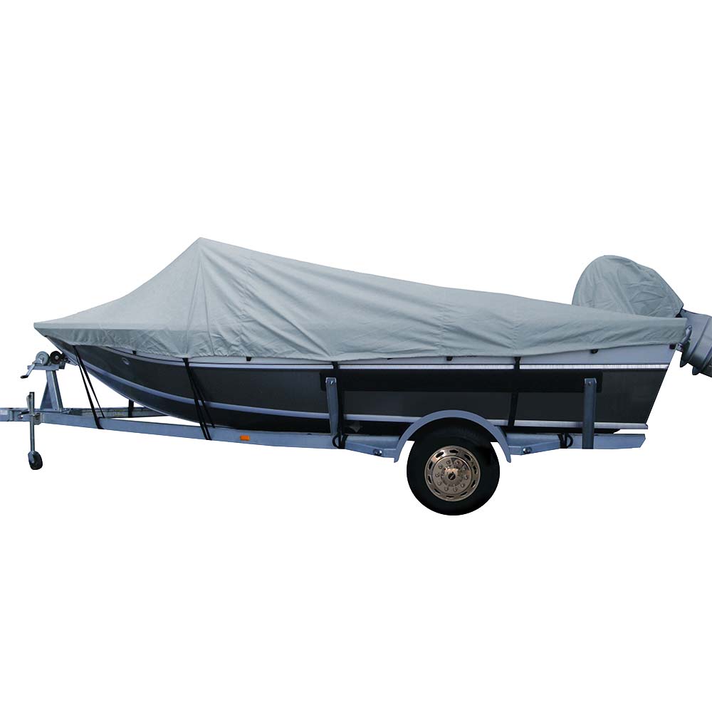 Carver by Covercraft Poly-Flex II Styled-to-Fit Boat Cover f/15.5' Aluminum Boats w/High Forward Mounted Windshield - Grey — marine winter covers