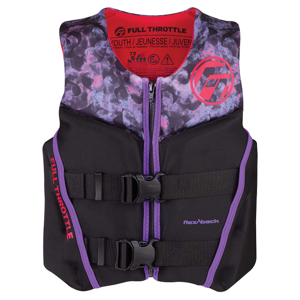 Full Throttle Youth Rapid-Dry Flex-Back Life Jacket - Pink/Black — marine watersports