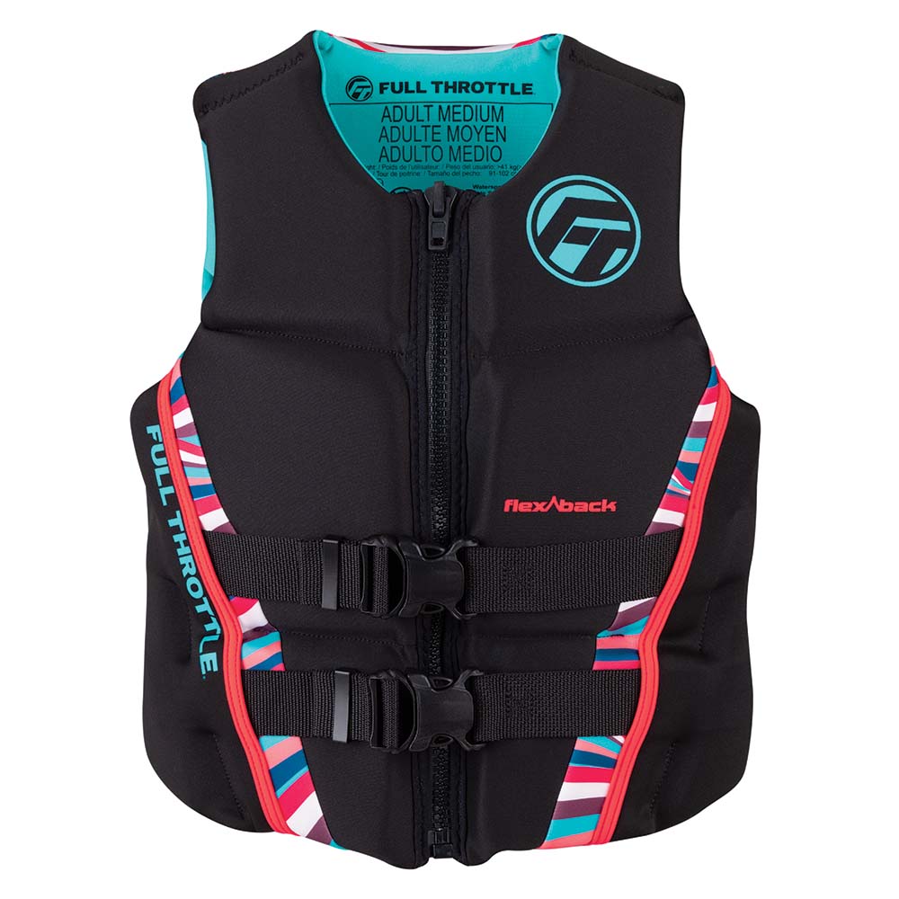 Full Throttle Women's Rapid-Dry Flex-Back Life Jacket - Women's S - Pink/Black — marine watersports