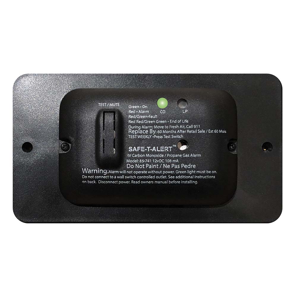 Safe-T-Alert 85 Series Carbon Monoxide Propane Gas Alarm - 12V - Black — marine fume detectors