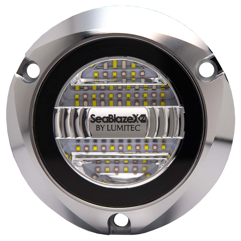 Lumitec SeablazeX2 Underwater Light Dual Color White Blue Polished Housing — marine underwater lighting