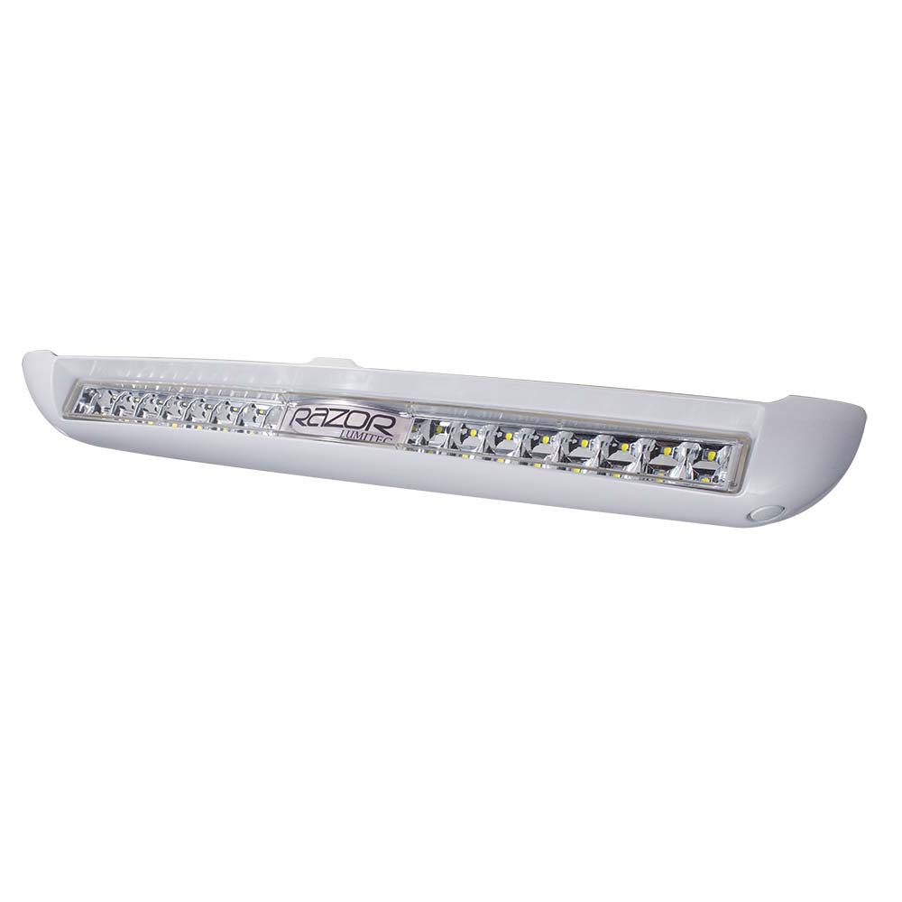 Lumitec Razor Light Bar - Flood - White Housing w/Inverted Logo Flush Mount — marine light bars