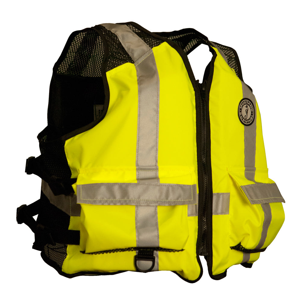 Mustang Survival Mustang High Visibility Industrial Mesh Vest - Fluorescent Yellow/Green/Black - XL/Large — marine personal flotation devices