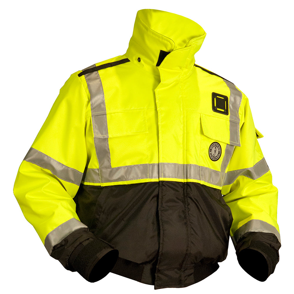 Mustang Survival Mustang ANSI High Vis Flotation Bomber Jacket - Fluorescent Yellow/Green/Black - XL — marine flotation coats/pants