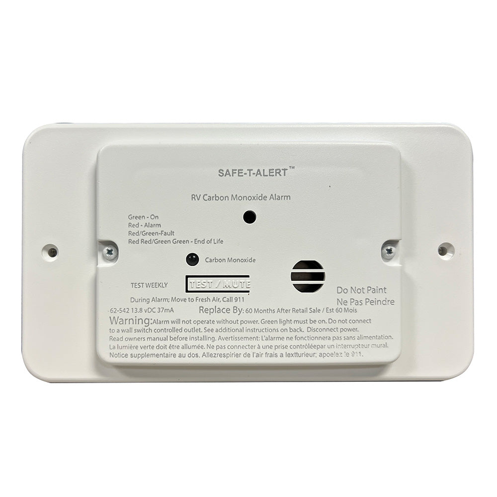Safe-T-Alert 62 Series RV Carbon Monoxide - White - Flush Mount - 12V w/Trim Ring — marine fume detectors