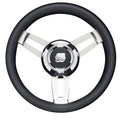Uflex USA Uflex Morosini 13.8" Steering Wheel - Black Polyurethane w/Stainless Steel Spokes & Chrome Hub — marine steering wheels