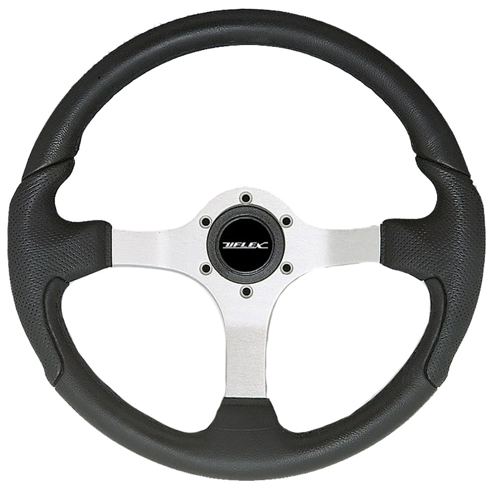 Uflex USA Uflex Nisida Steering Wheel 13.8" - Black Polyurethane Grip w/Black Aluminum Spokes — marine steering wheels