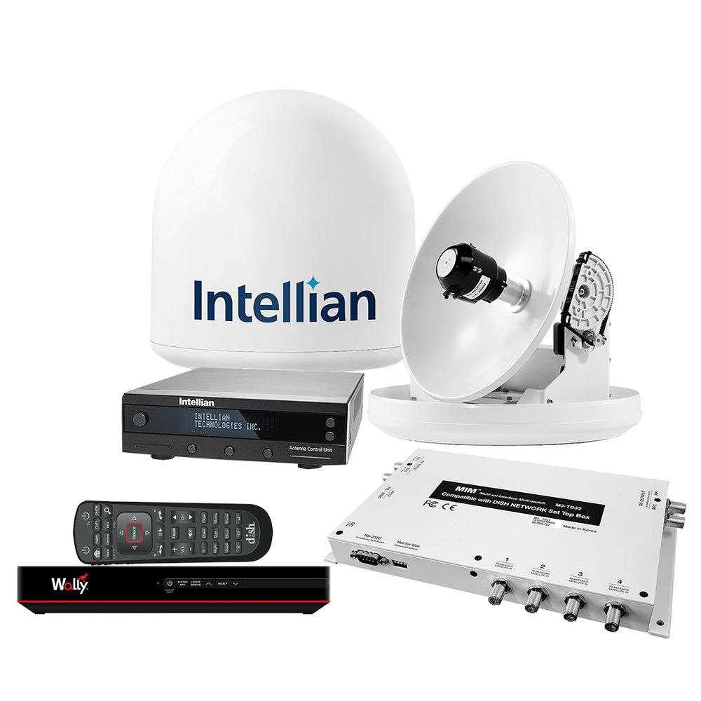 Intellian i2 US System w/DISH/Bell MIM-2 (w/3M RG6 Cable) 15M RG6 Cable & DISH HD Wally Receiver — marine satellite tv antennas