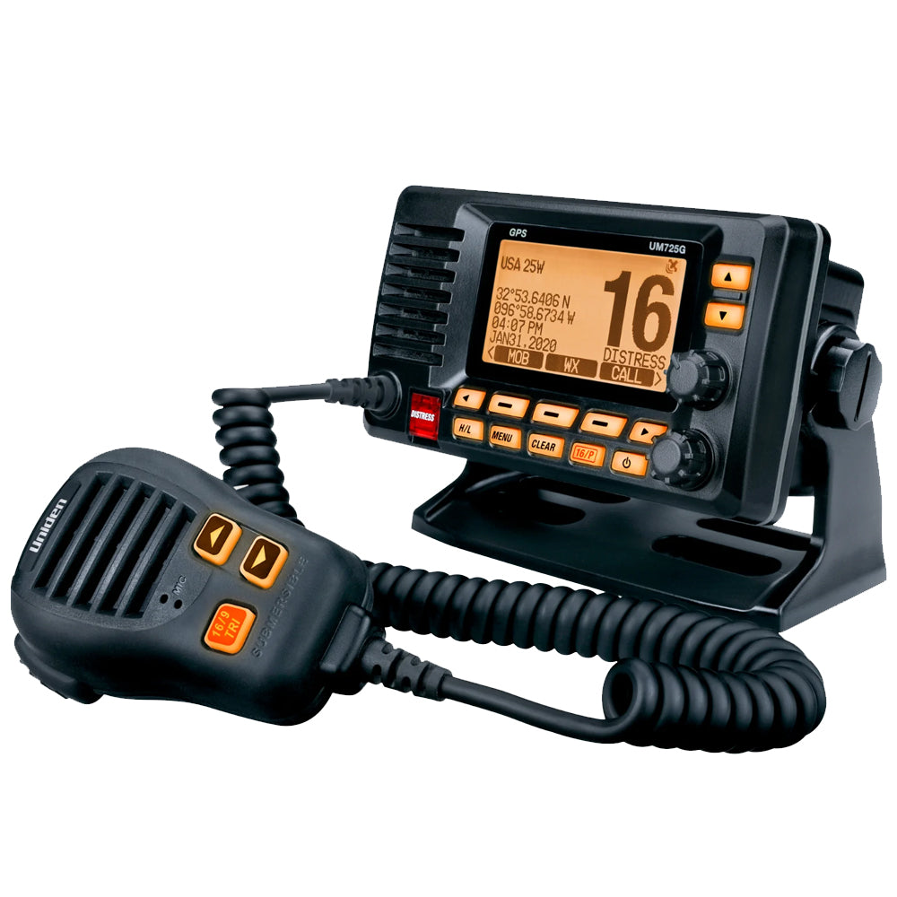 Uniden UM725 Fixed Mount Marine VHF Radio w/GPS - Black — marine vhf - fixed mount