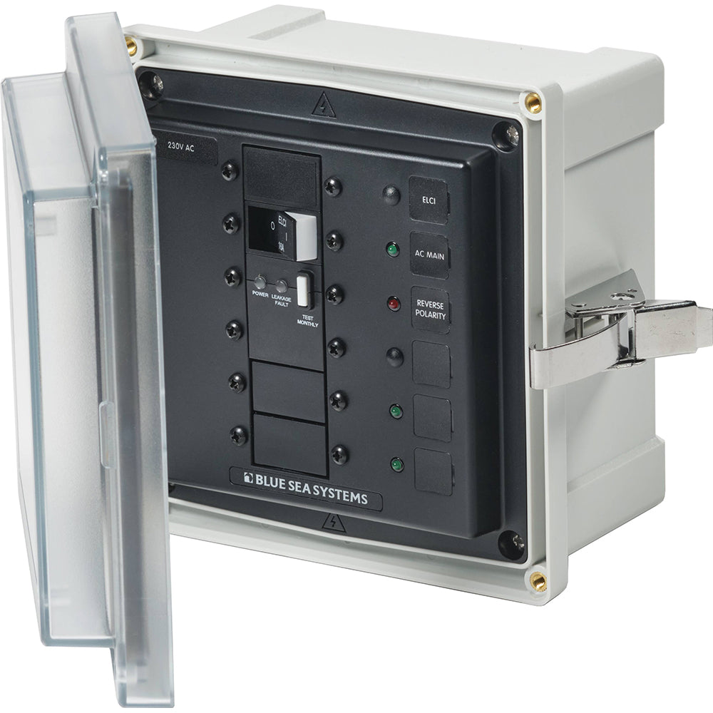 Blue Sea Systems Blue Sea 3121 - SMS Panel Enclosure w/ELCI (16A) & 3 Blanks - 230V AC — marine electrical panels