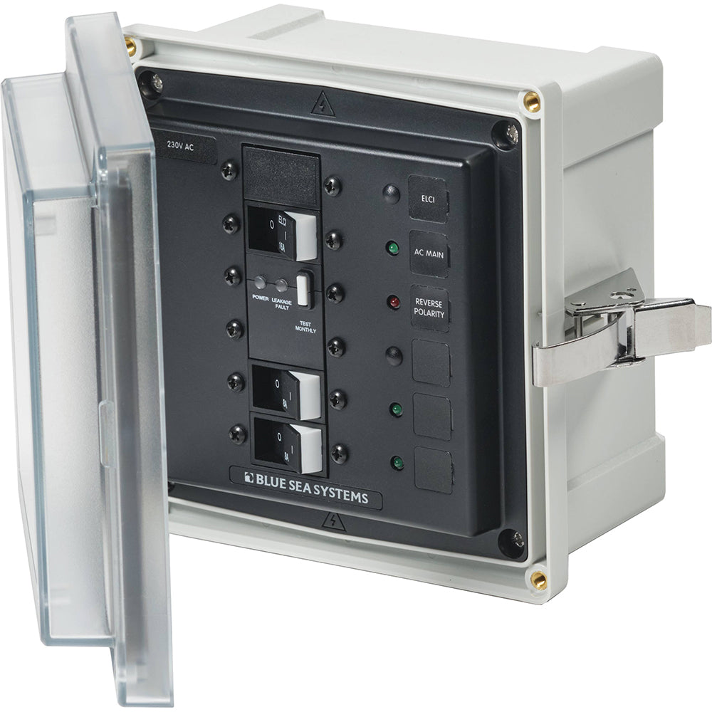 Blue Sea Systems Blue Sea 3122 - SMS Panel Enclosure w/ELCI (16A) & 2 Branch (8A) - 230V AC — marine electrical panels