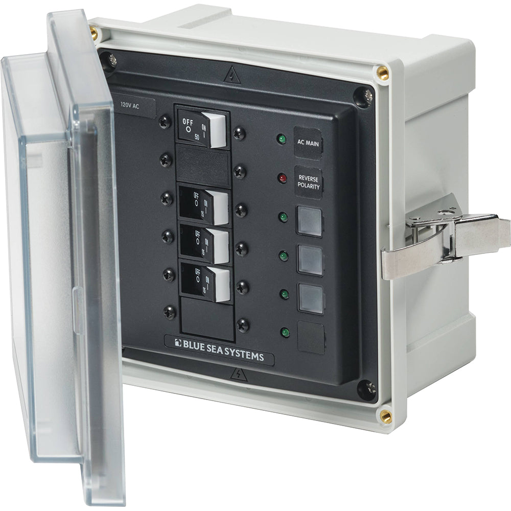 Blue Sea Systems Blue Sea 3130 - SMS Panel Enclosure w/Main & 3 Branch (15A) - 120V AC — marine electrical panels