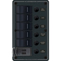 Blue Sea Systems Blue Sea 8521 - 5 Position Contura Switch Panel w/Dual USB Chargers - 12/24V DC - Black — marine electrical panels