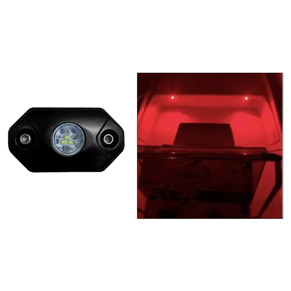 Black Oak LED Black Oak Rock Accent Light - Red - Black Housing — marine interior / courtesy light
