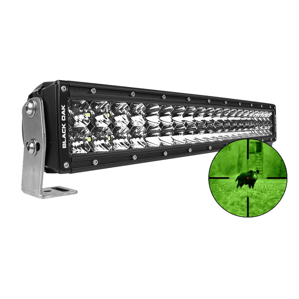 Black Oak LED Black Oak Pro Series 3.0 Double Row Combo Infrared 20" 850nm LED Light Bar - Black Housing — marine light bars