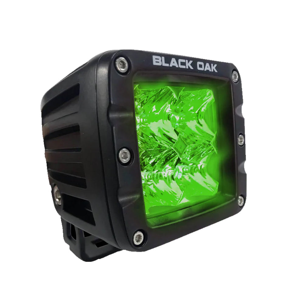 Black Oak LED Black Oak 2" Green LED Hog Hunting Pod Light - Flood Optics - Black Housing - Pro Series 3.0 — marine pods & cubes