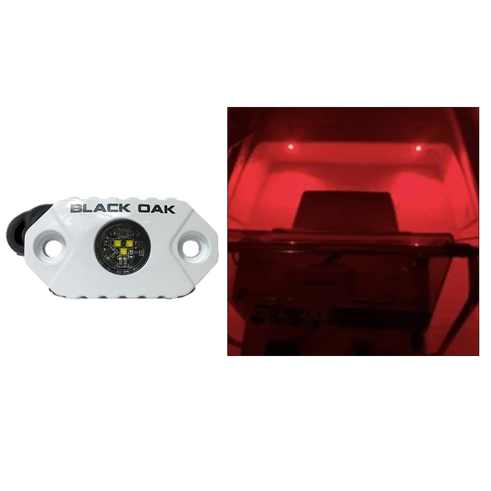 Black Oak LED Black Oak Rock Accent Light - Red LEDs - White Housing — marine interior / courtesy light
